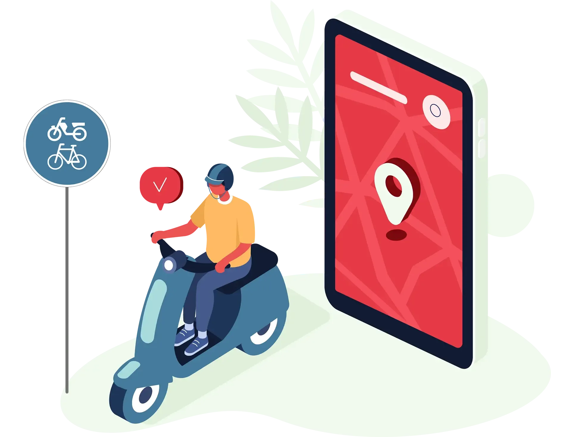 Bromfietspad ilustratie
