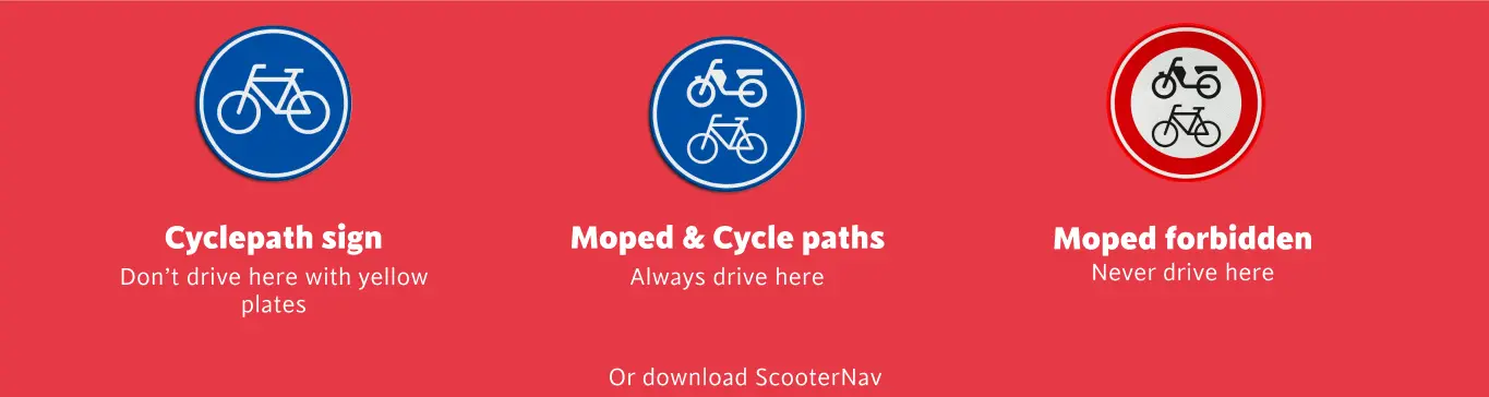 Common Dutch traffic signs relevant for bromfiets scooter riders